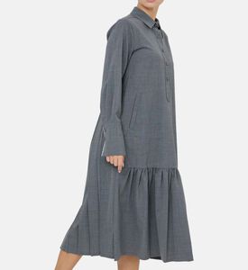 فستان ميدي بياقة بولو وطيات خلفية