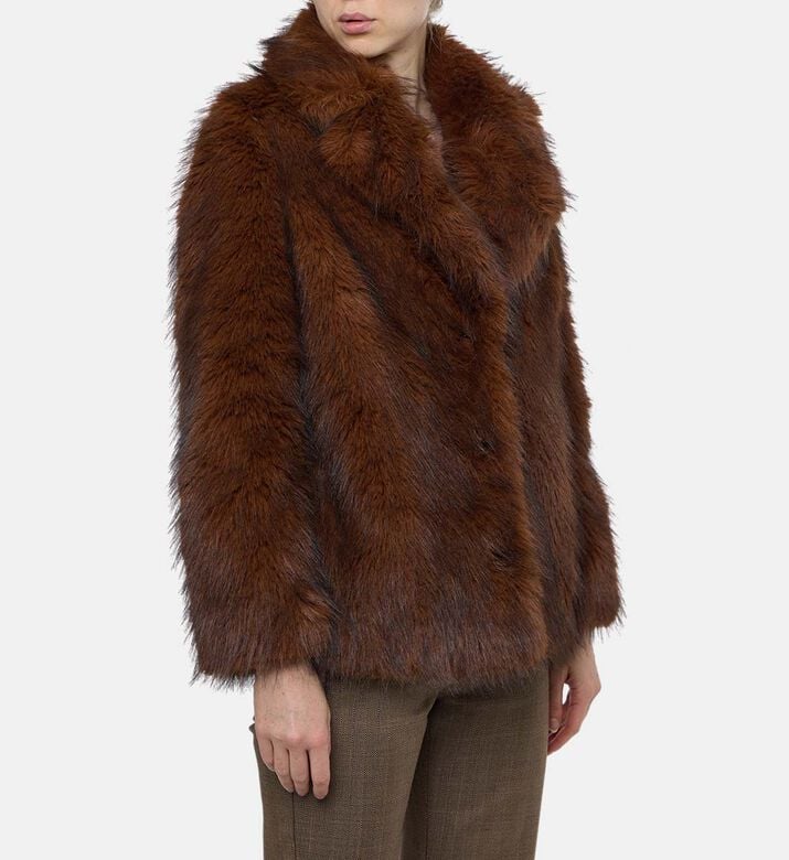 The Kooples Faux Fur Boxy Jacket, Model View