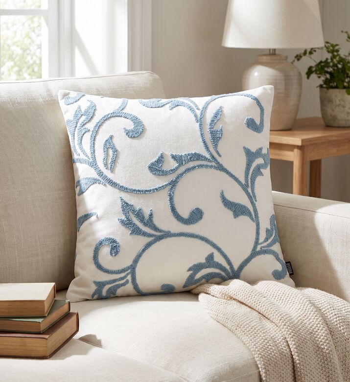Home Deco and More Celadon Cotton Square Filled And Vaccumed Cushion, Packshot View