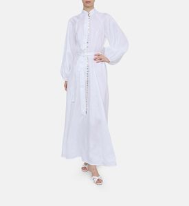 فستان واسع بصف أزرار كلاسيكية