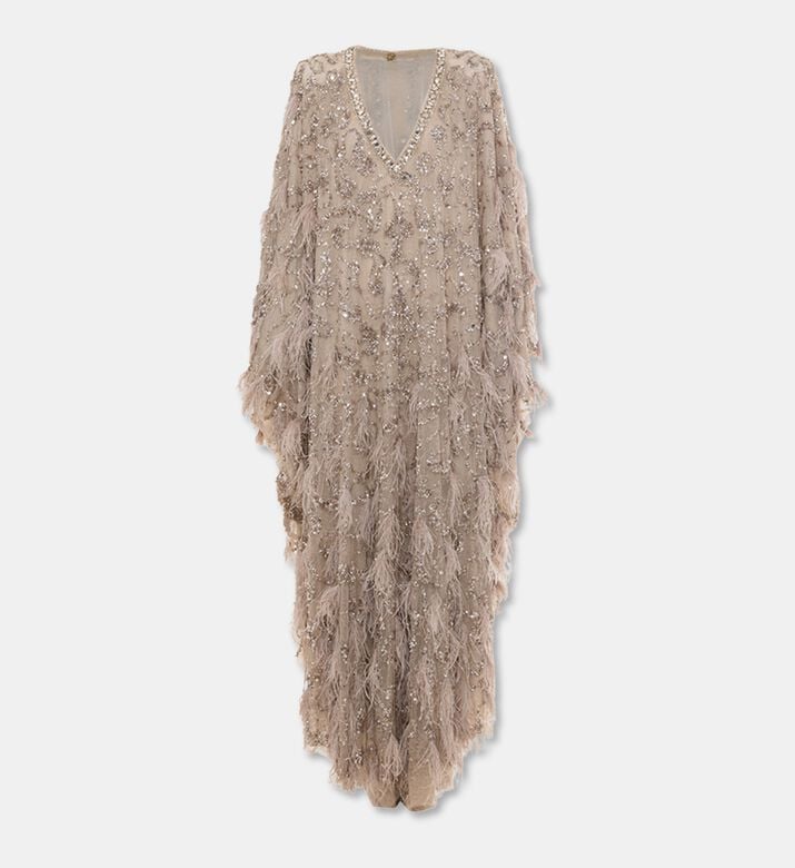 Edmond Moussallem Sequins Feathers Embellished Abaya, Packshot View