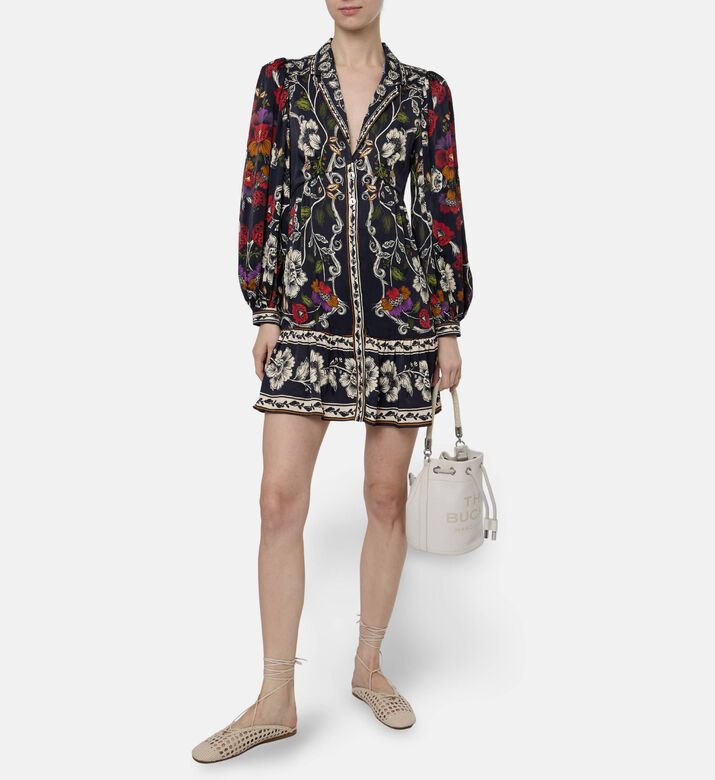 Farm Rio Rococo Floral-print Mini Dress, Model View