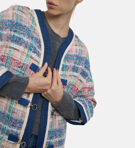 Edward Achour Paris Plaid Tweed Longline Coat, Model View