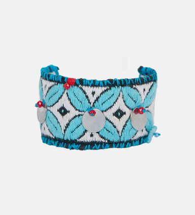 Boho Turquoise Embroidered Cuff Bracelet