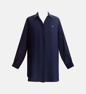 قميص شاطئ بمزيج كتان