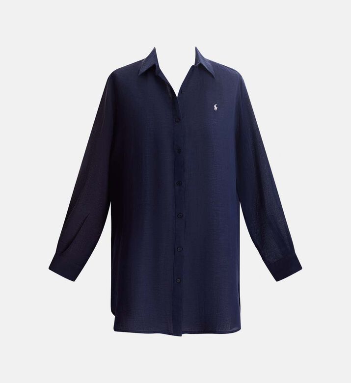 قميص شاطئ بمزيج كتان