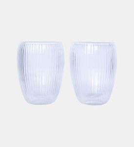 Double Wall Stripe Clear Glass Mug 2-piece Set - 280ml