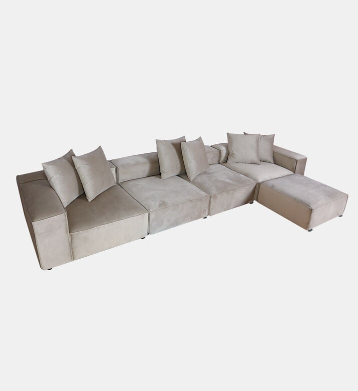 Home Deco and More Fillmore Velvet Corner Sofa, Beige, Packshot View Home Deco and More Fillmore Velvet Corner Sofa, Beige, Packshot View