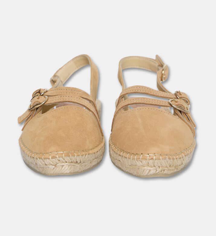 Salvi Espadrille Slingback Triple Buckle Straps Flats, Camel, Eu-41, Packshot View