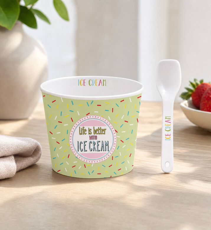 Easy Life Graphic Design Round-shape Ice Cream Bowl, Model View