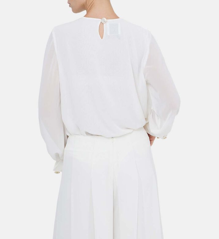 قميص منسوج بأكمام شفافة