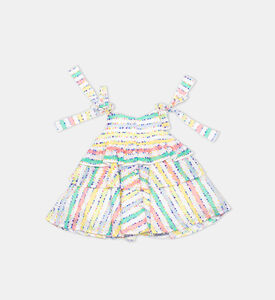 فستان متعدد الألوان بأشرطة مربوطة