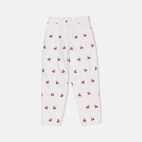 Embroidered Cherry Denim Pants