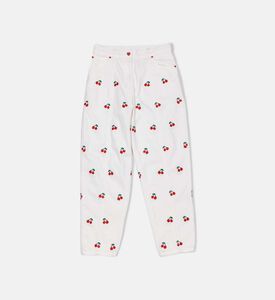 بنطال دنيم مطرز بتطريزات كرز