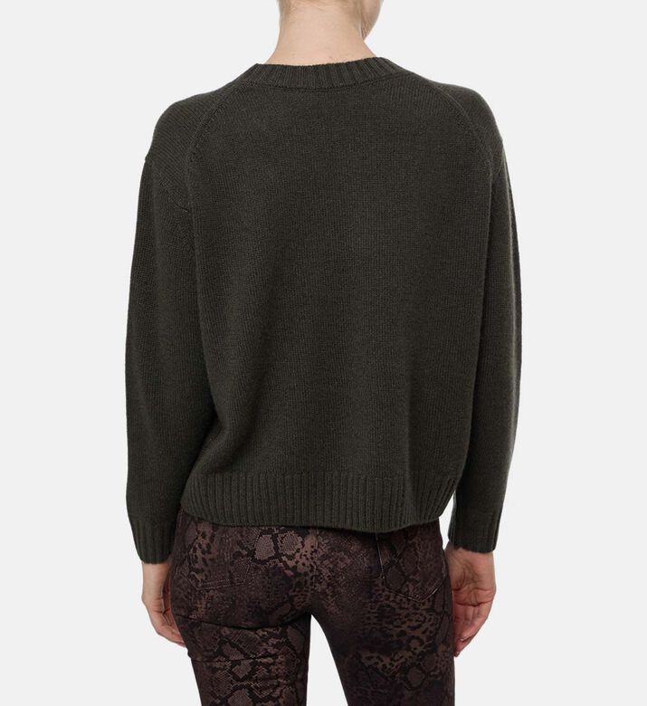 Ba and Sh Zip-detail Long-sleeve Sweater, Khaki, S, Model View