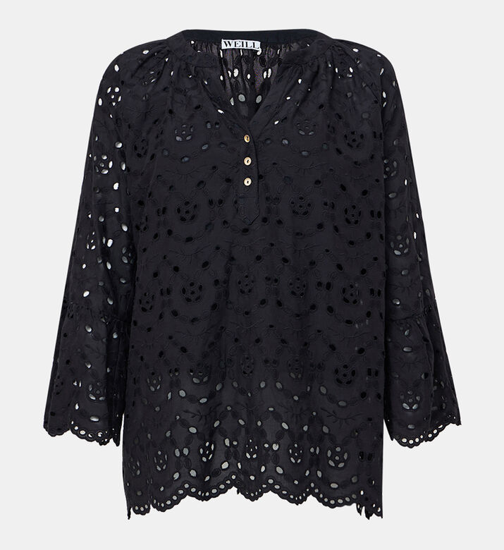 قميص واسع بأكمام طويلة مطرزة