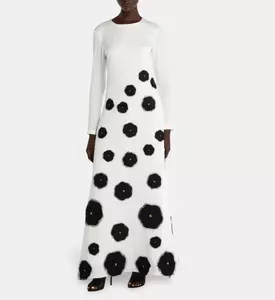 Savanna Raissa Floral Appliqu&eacute; A-line Dress, White, L-xl, Model View