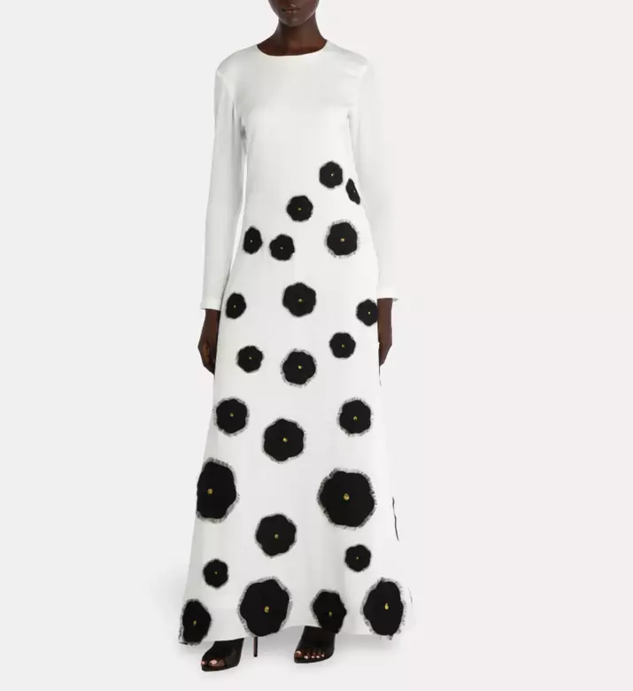 Savanna Raissa Floral Appliqu&eacute; A-line Dress, White, L-xl, Model View