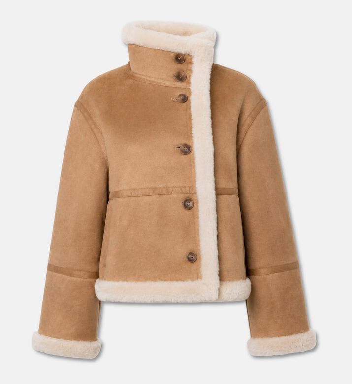 Galeries Lafayette Shearling-trim Cropped Jacket, Packshot View