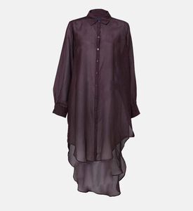 قميص شفاف بأكمام طويلة وصف أزرار