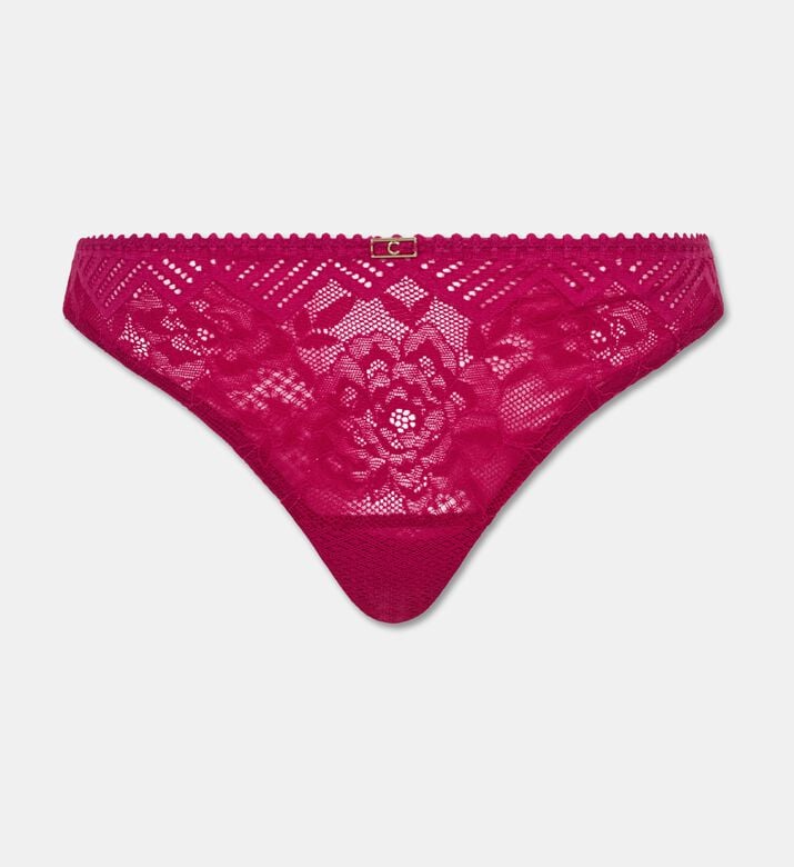 Chantelle Lace Semi-sheer Thong, Dark-pink, L, Packshot View