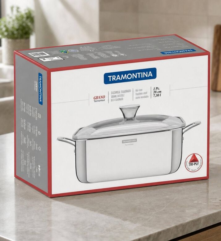 Tramontina Triple Ply Square Casserole - 28.8 X 37.6 X 16.9 Cm, Model View