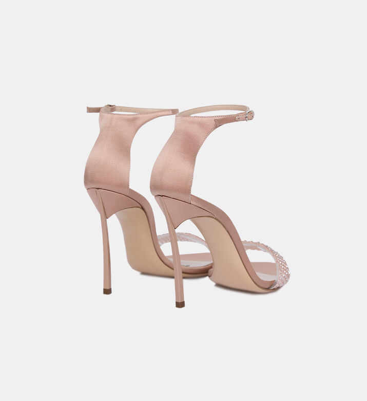 صندل بكعب عالي ساتان مرصع بكريستال