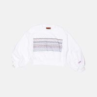 Cotton Rhinestones Zigzag Sweatshirt