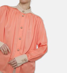 Edward Achour Paris Contrast High Neck Blouse, Model View