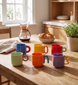 Easy Life Colorful Porcelain 6-piece Coffee Cup Set, Model View