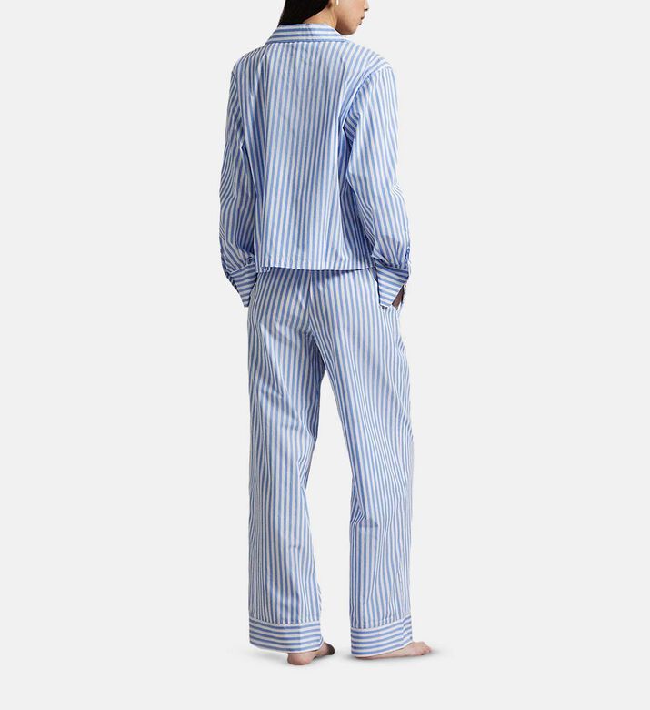 Polo by Ralph Lauren Striped Long-sleeve Shirt Pajama Set, Light-blue, S, Model View