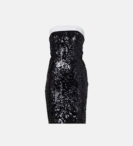 فستان قصير مزين بترتر