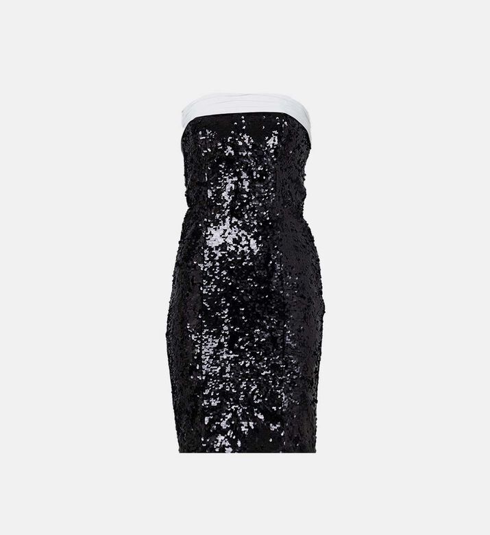 فستان قصير مزين بترتر