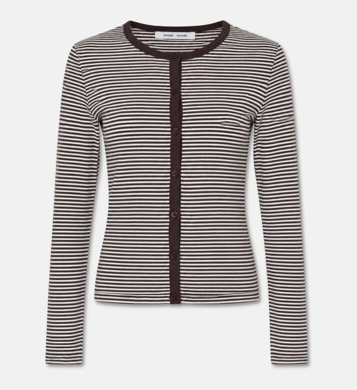 Samsoe Rib Trim Stripe Button Cardigan, Packshot View