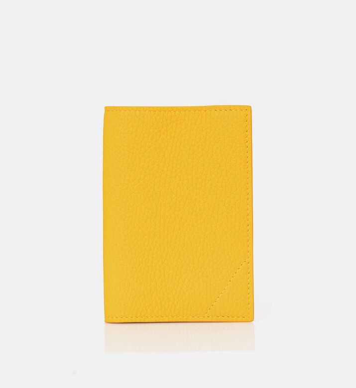 Camille Fournet Pebbled Leather Passport Holder, Yellow, Packshot View