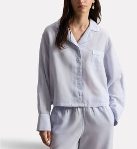 Polo by Ralph Lauren Linen Cotton Long-sleeve Pajama Set, Light-blue, S, Model View