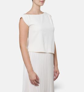 Blue For Burgundy Asymmetric Boat-neck Top, Model View