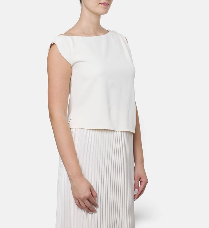 Blue For Burgundy Asymmetric Boat-neck Top, Model View