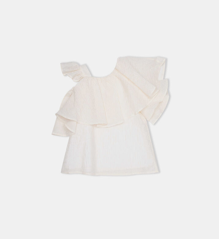 بلوزة بأكمام منفوشة غير متماثلة