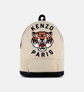 حقيبة ظهر قماشية بشعار مطرز