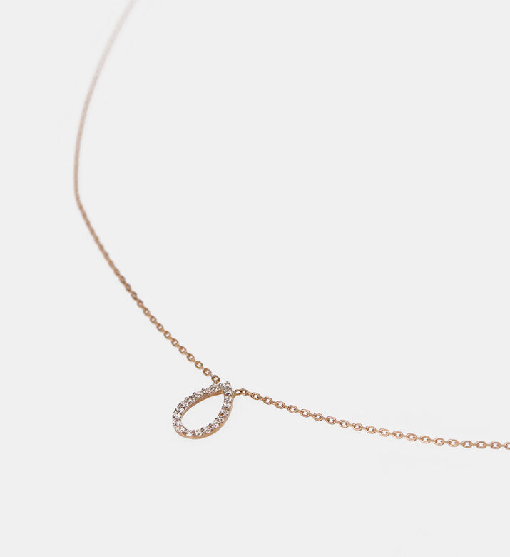 Golden White Diamond Drop Pendant
