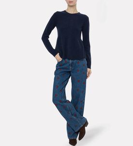 Ba and Sh Ruffle Hem Button Closure Sweater, Dark-blue, Xs, Model View