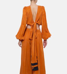 Niluu V-neck Cropped Wrap Top, Model View