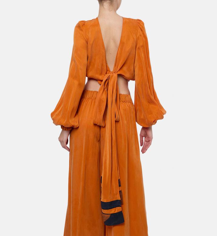 Niluu V-neck Cropped Wrap Top, Model View