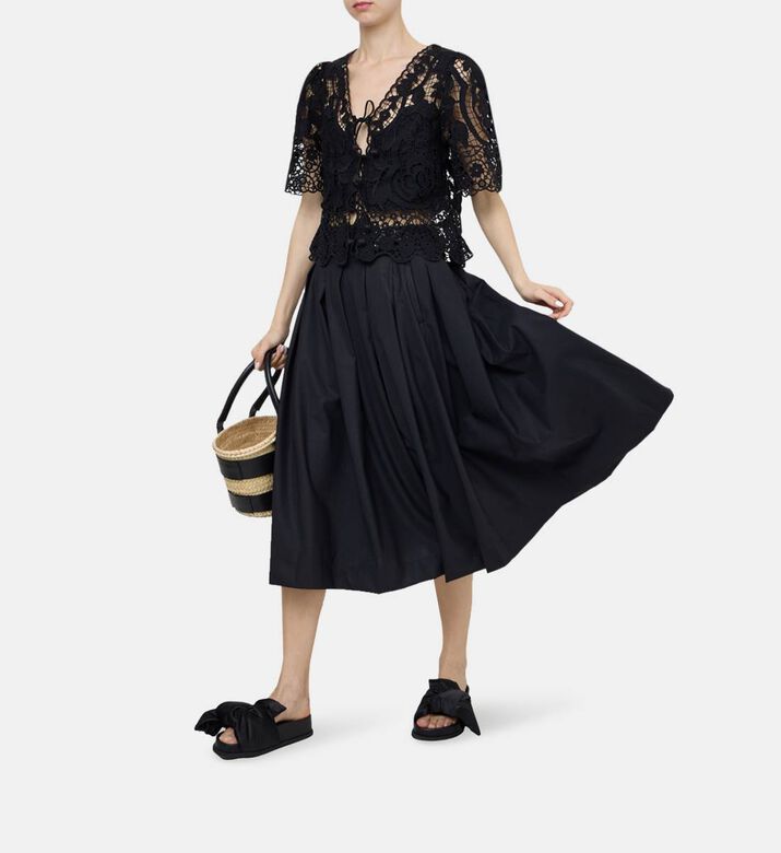Hallie Wool Pleated Midi Skirt