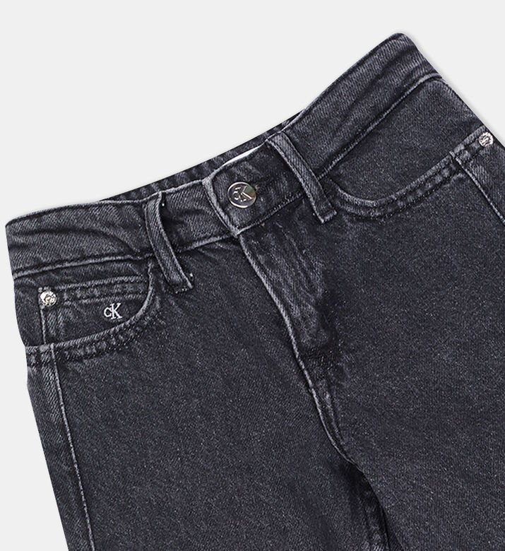 بنطال دنيم بخمسة جيوب واسع الساقين