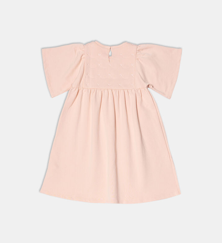 Fleece Cotton Floral-embroidery Dress