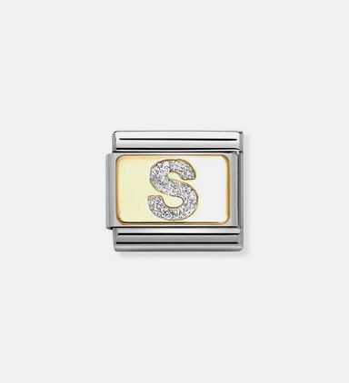 Composable Classic Link Silver Glitter Letter S Charm