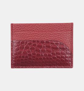 Camille Fournet Alligator Taurillon Round Scale Cardholder, Burgundy, Packshot View