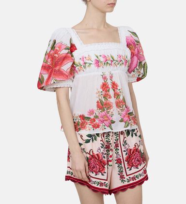 Summer Fruit Puff Sleeve Blouse